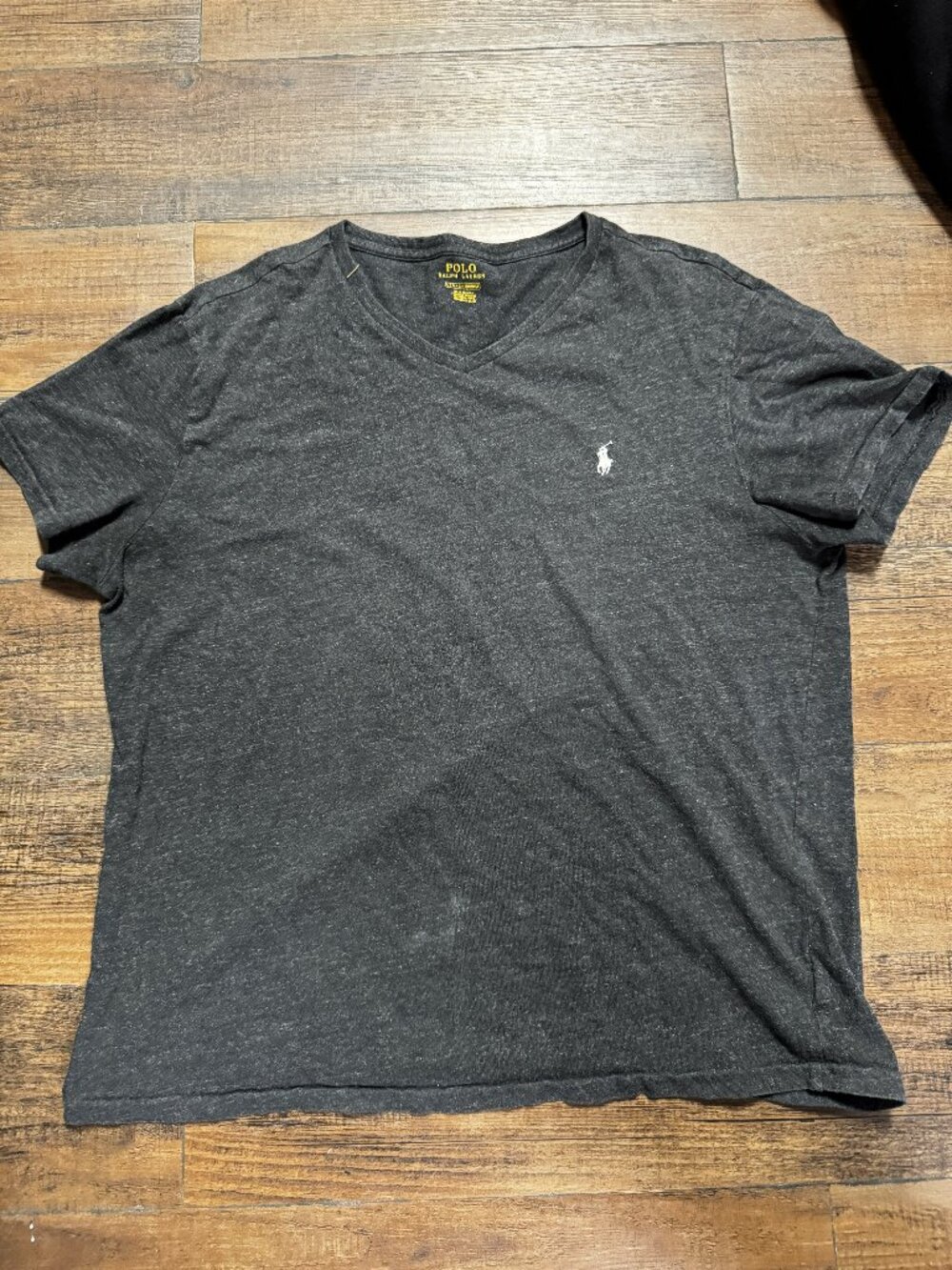 Polo Ralph Lauren Charcoal V Neck Tee Men’s Large Flawed Logo